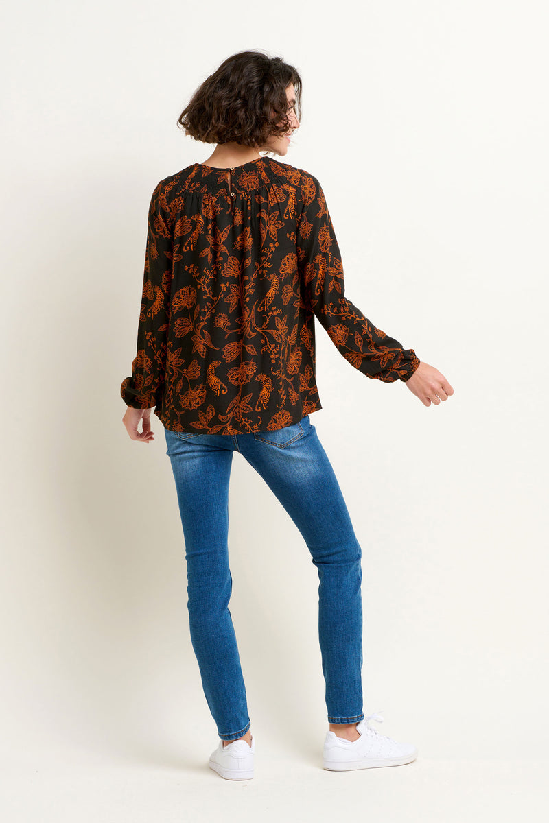 Henna Trail Shirring Blouse
