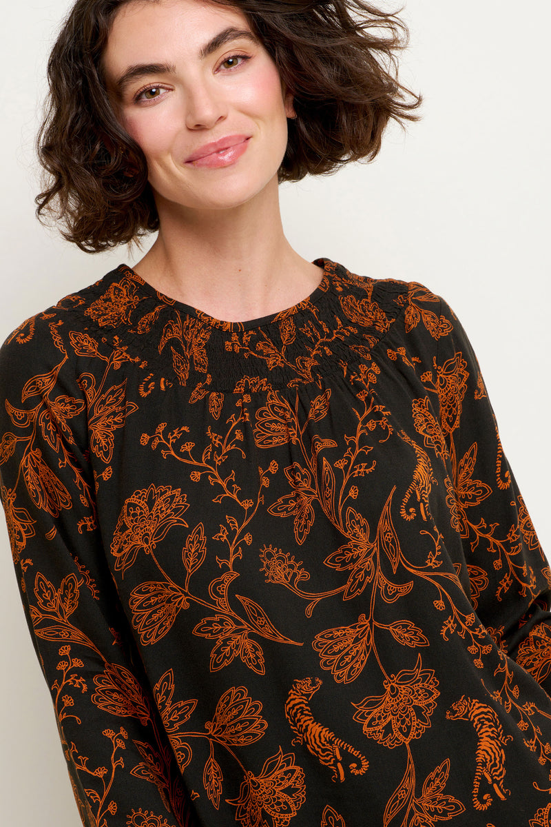 Henna Trail Shirring Blouse