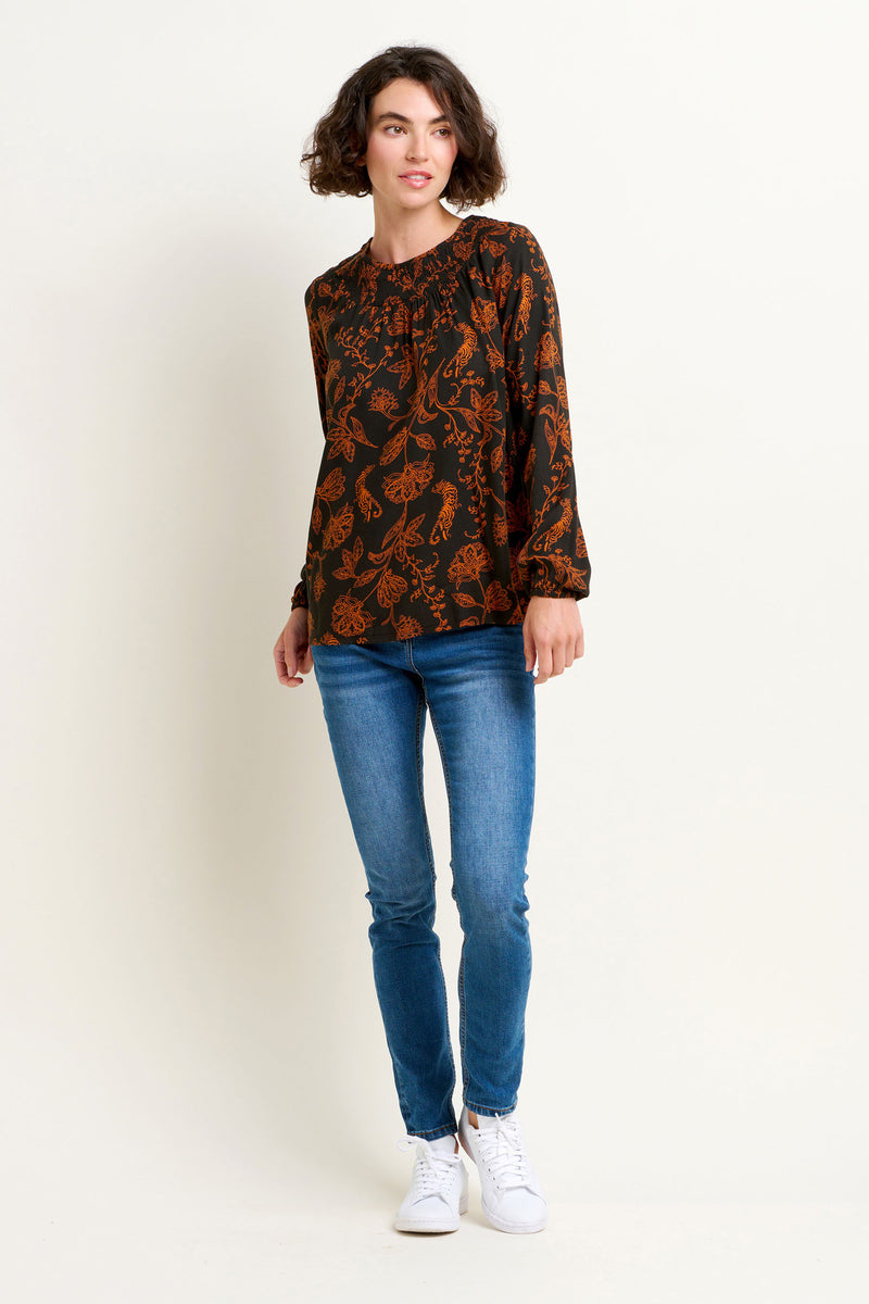 Henna Trail Shirring Blouse