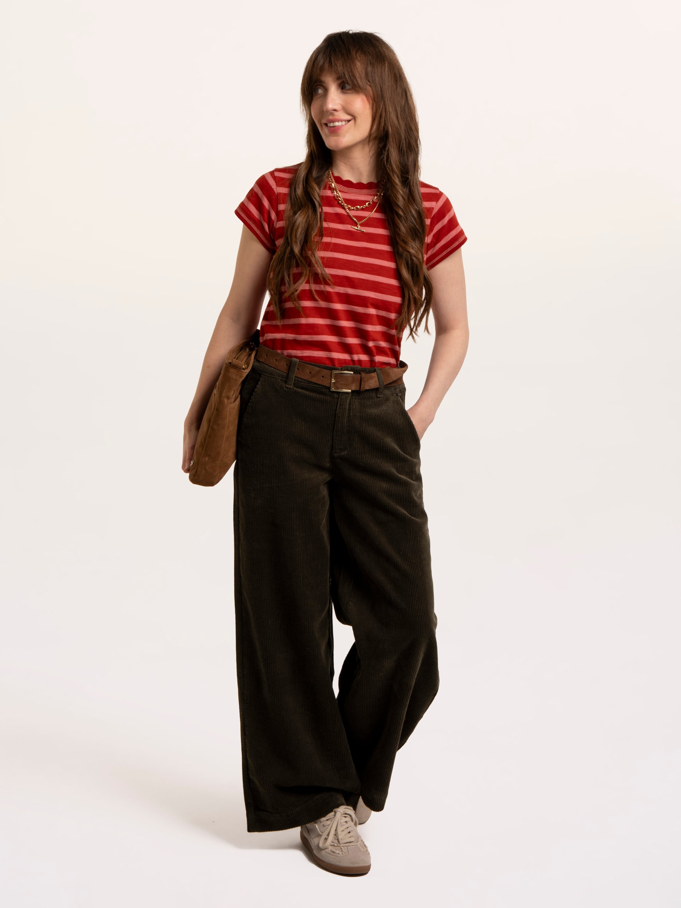 Hurst Yarn Dye Stripe Scallop Neck T-Shirt