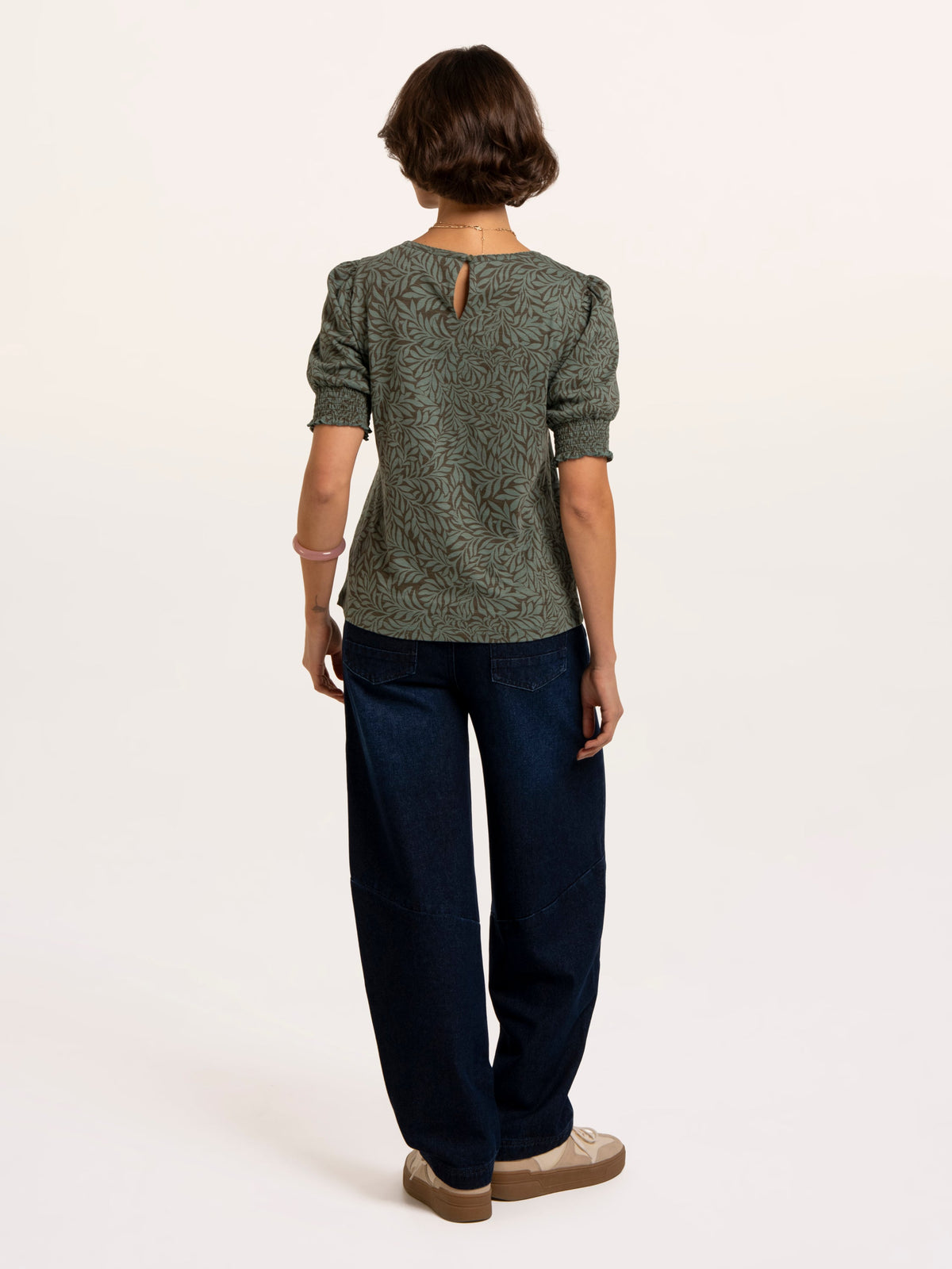 Barbe Printed Smocking Cuff Detail T-Shirt