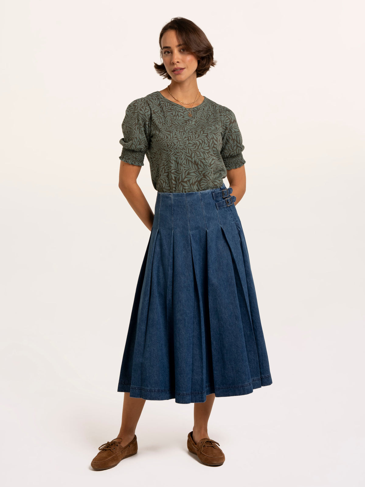 Barbe Printed Smocking Cuff Detail T-Shirt