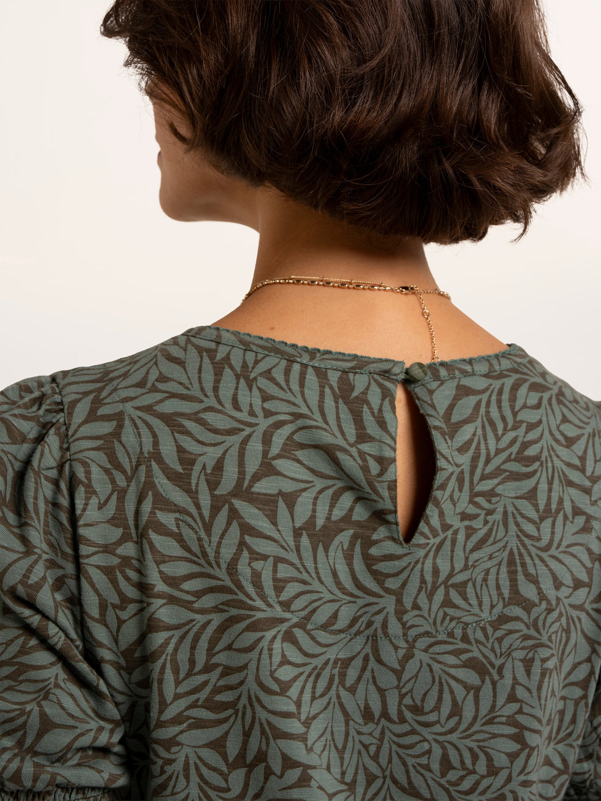 Barbe Printed Smocking Cuff Detail T-Shirt
