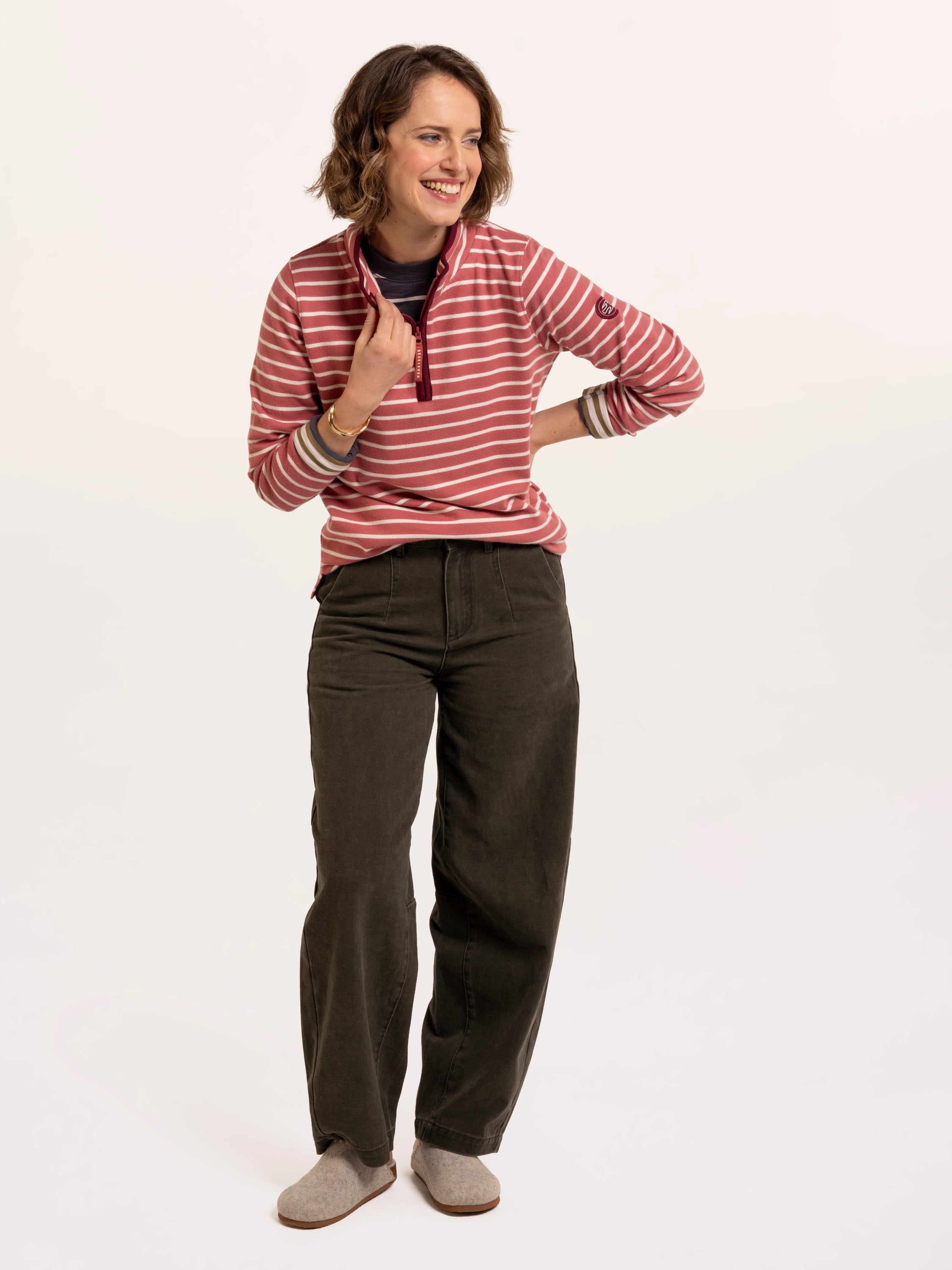 Marley Stripe Polar Fleece 1/4 Zip Sweatshirt