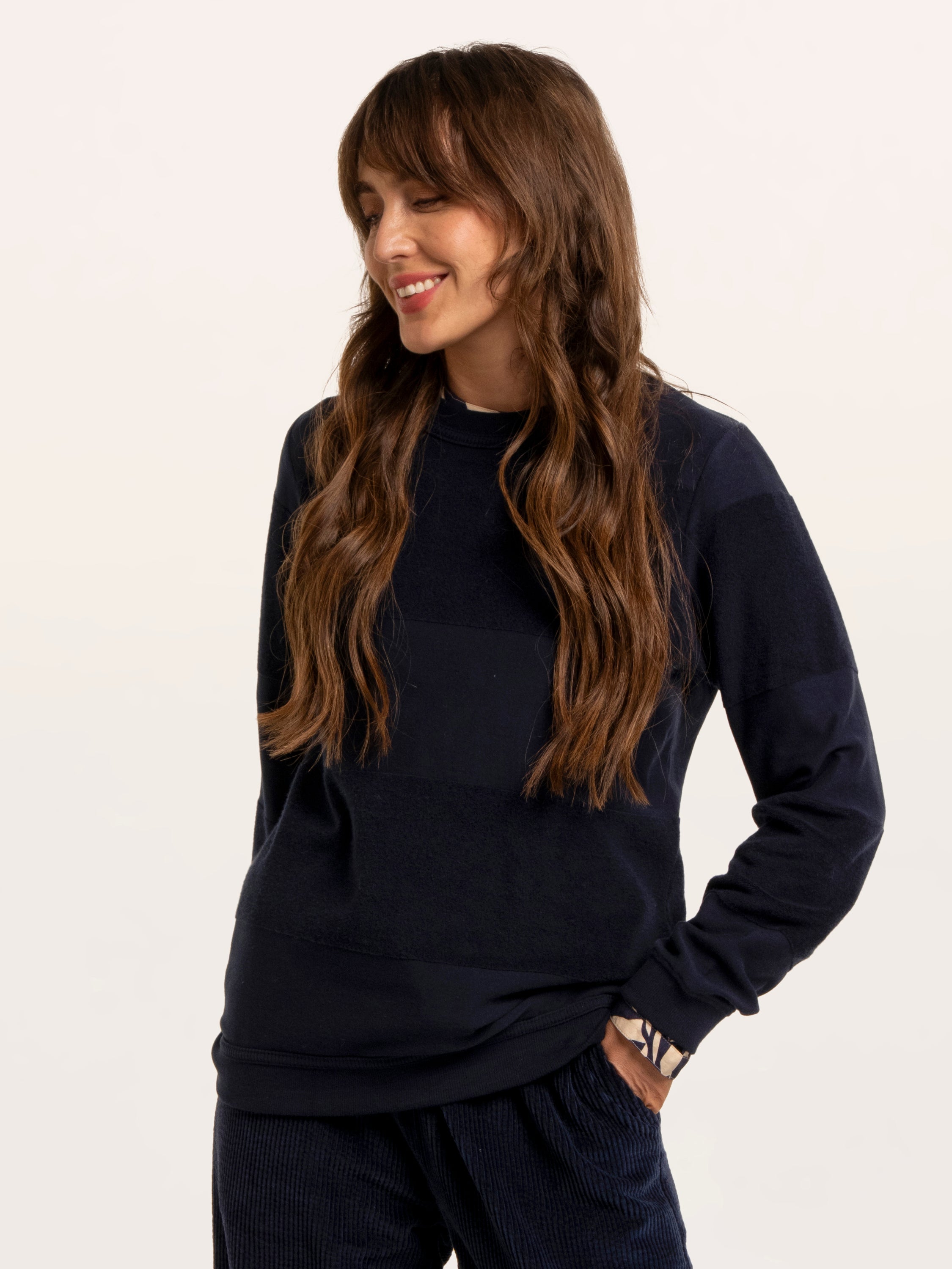Lepe Textured Stripe Crew Neck Sweatshirt