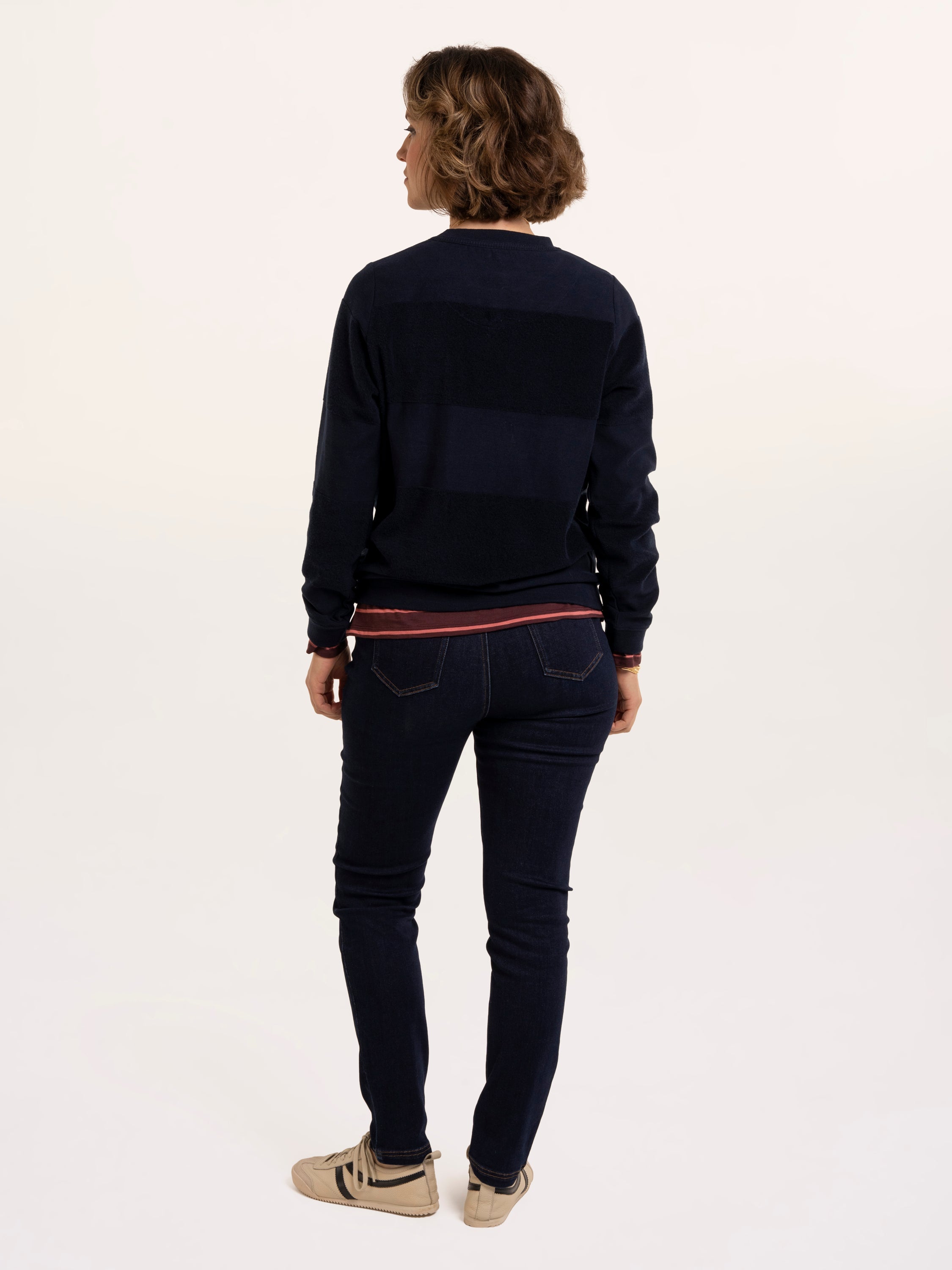 Lepe Textured Stripe Crew Neck Sweatshirt