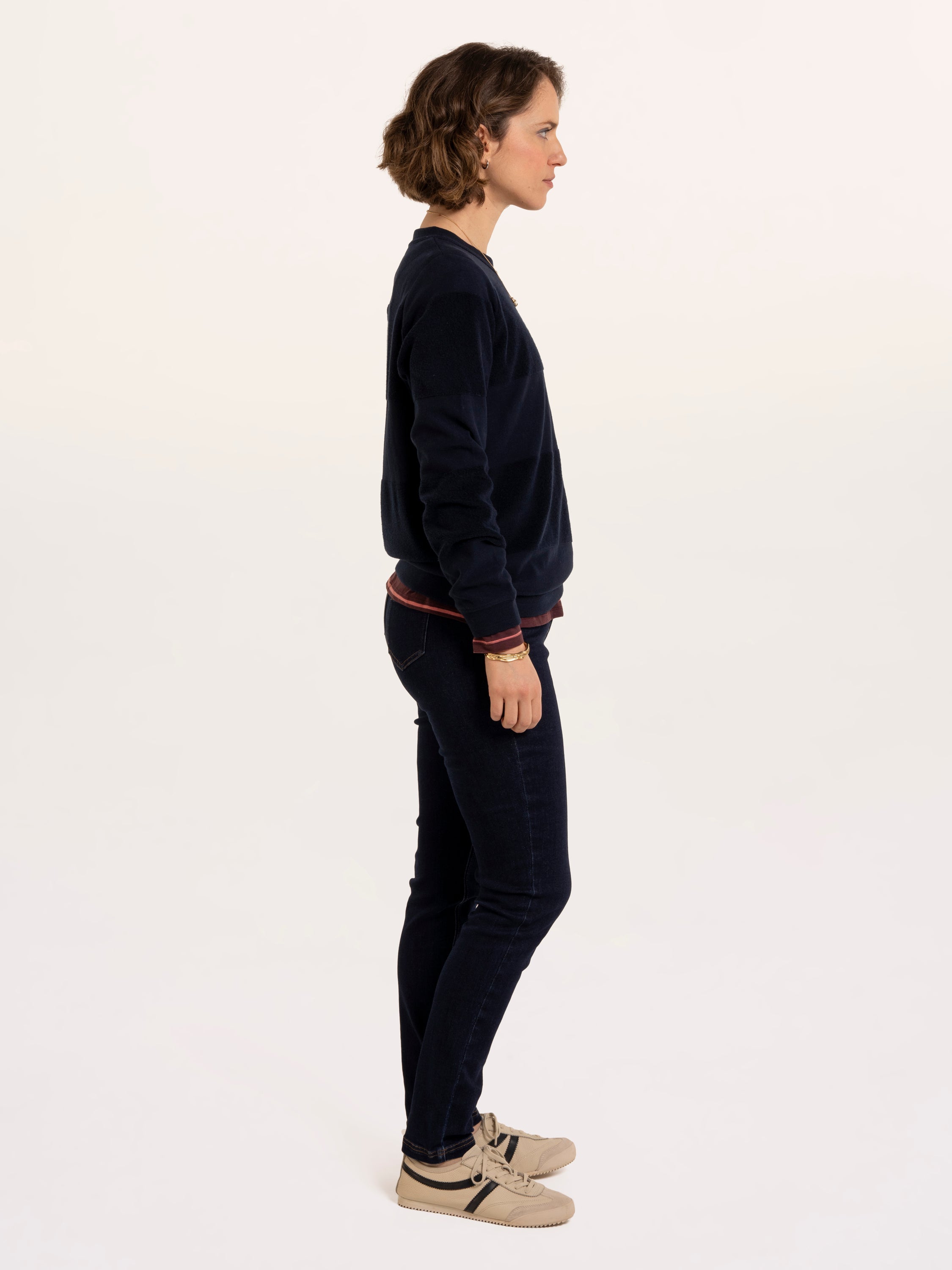 Lepe Textured Stripe Crew Neck Sweatshirt