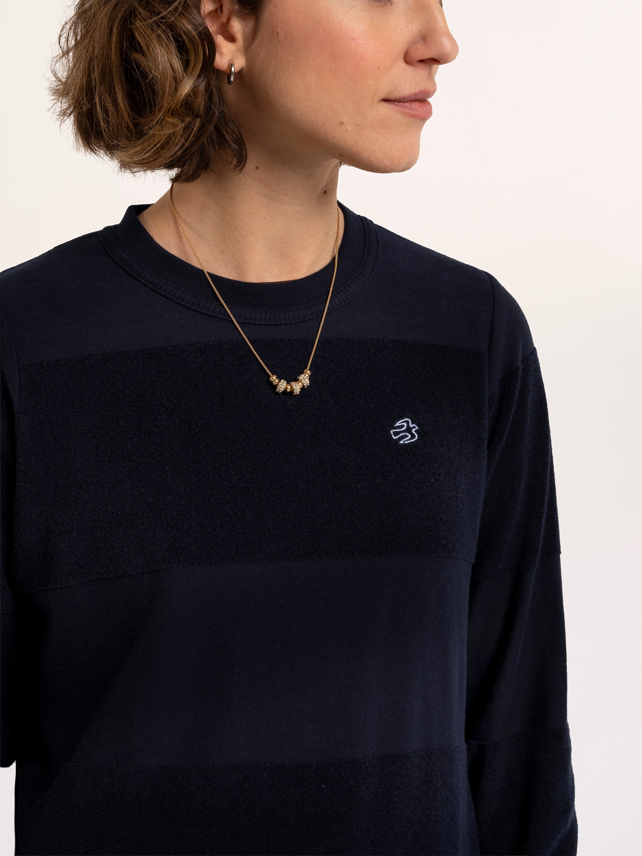 Lepe Textured Stripe Crew Neck Sweatshirt