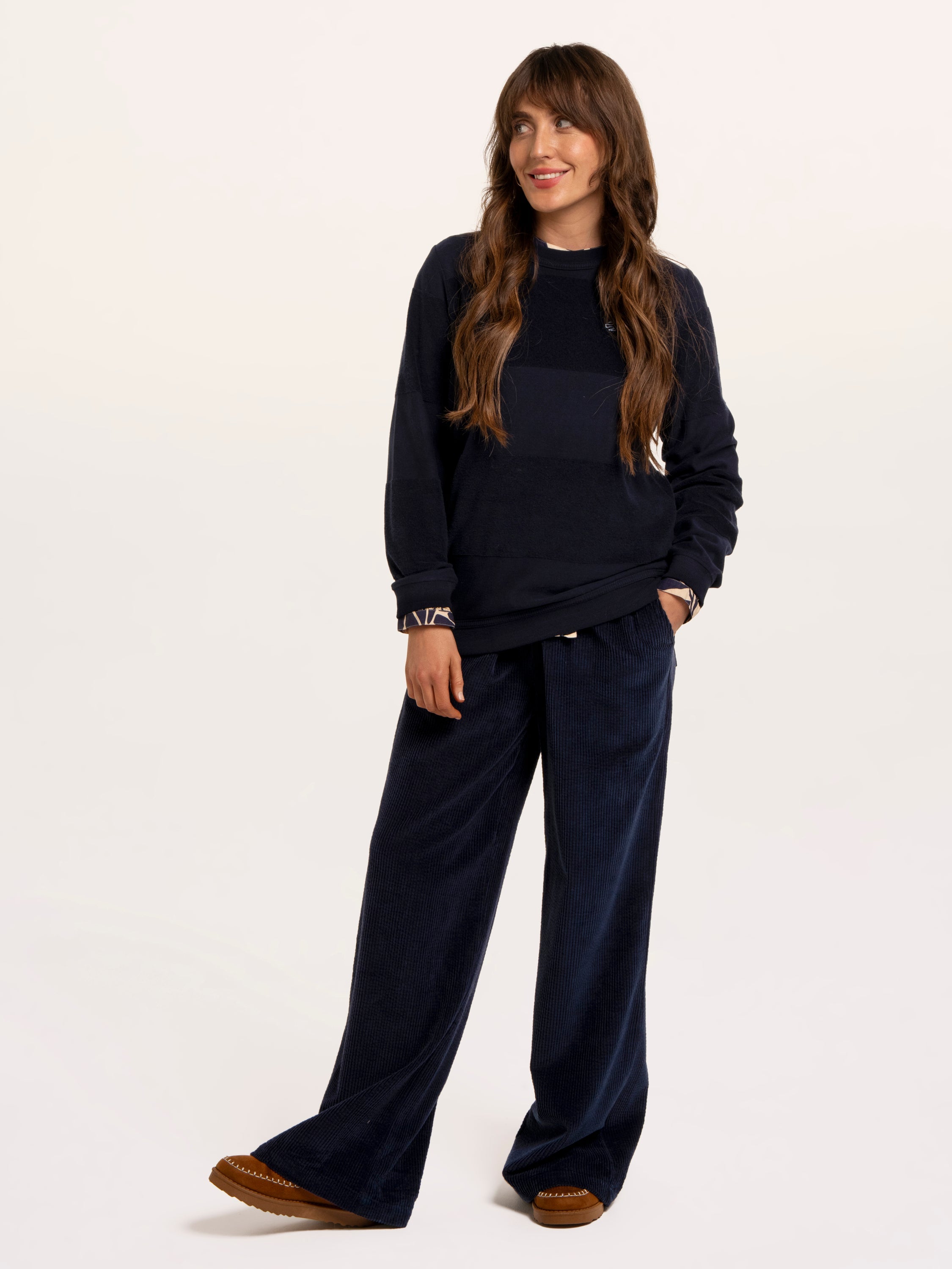 Lepe Textured Stripe Crew Neck Sweatshirt