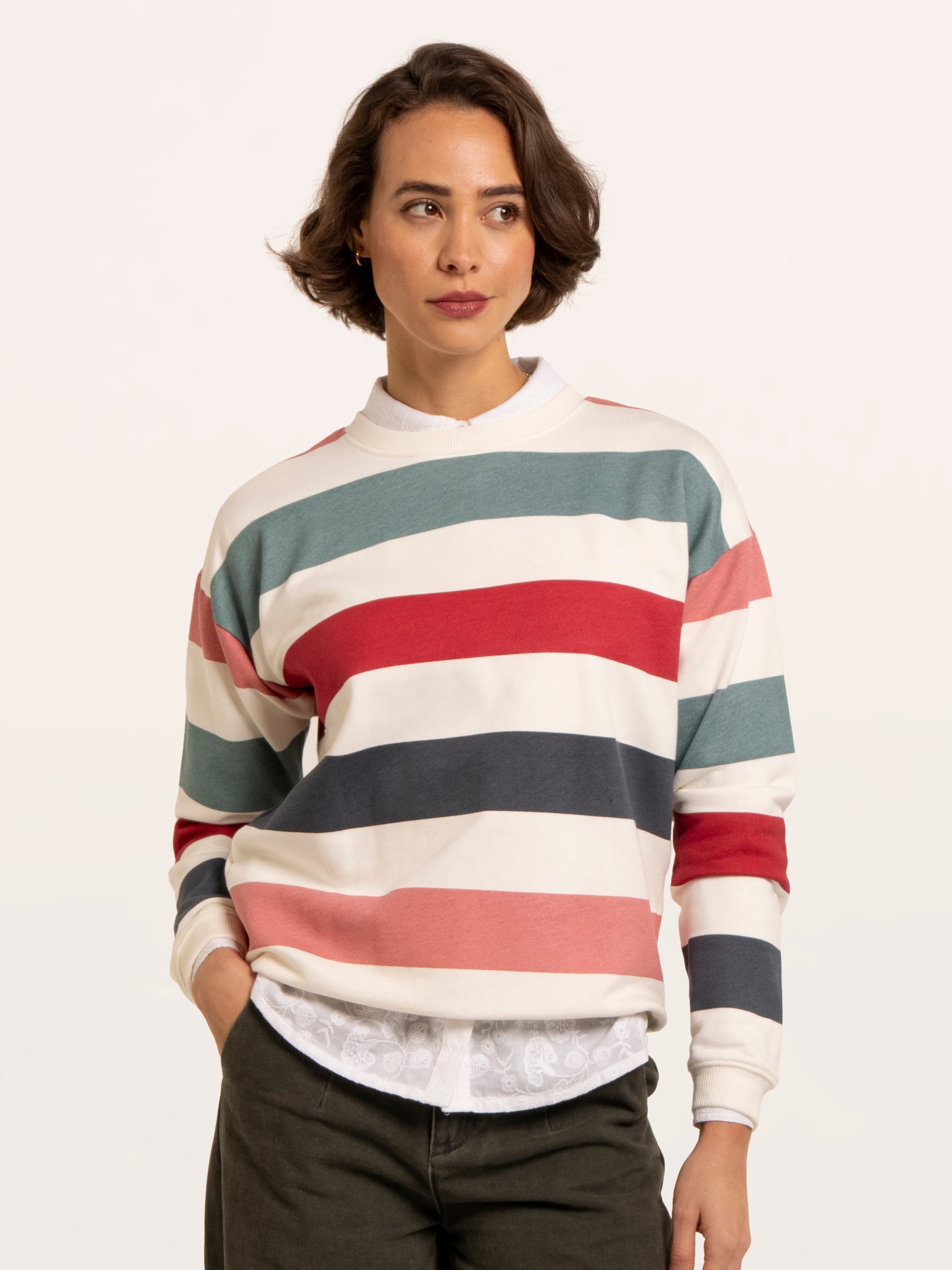 Rockford Striped Drop Shoulder Crew Neck Sweatshirt