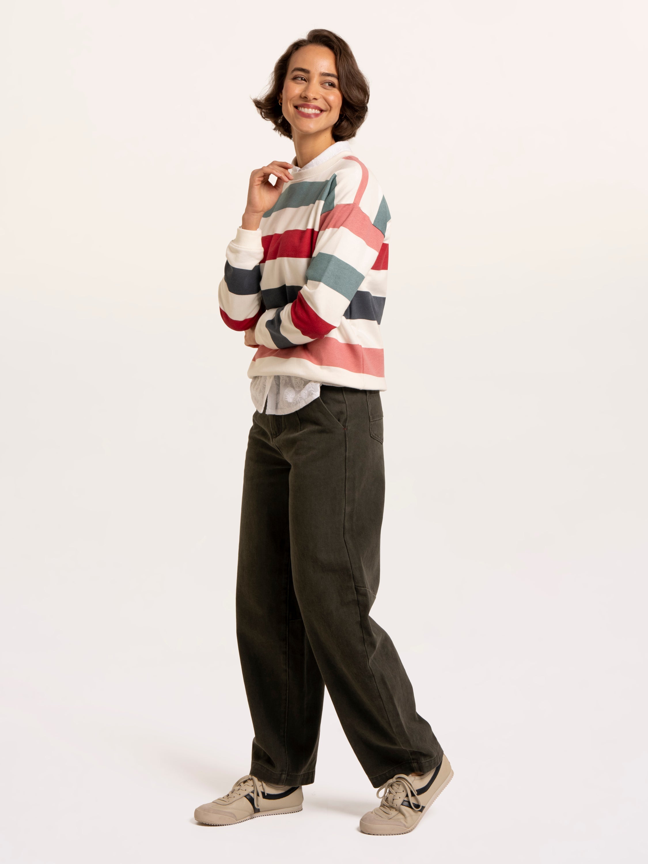 Rockford Striped Drop Shoulder Crew Neck Sweatshirt