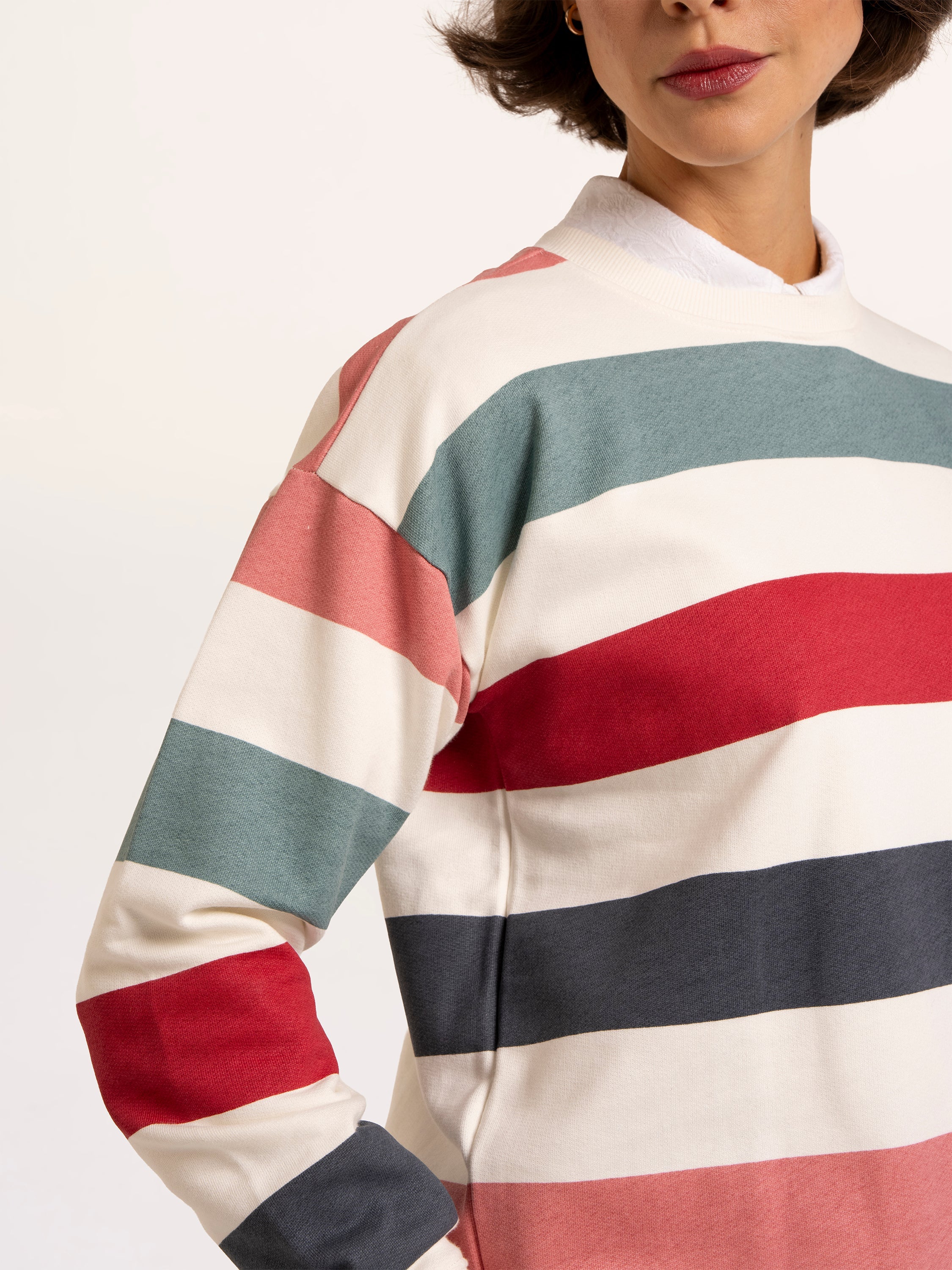 Rockford Striped Drop Shoulder Crew Neck Sweatshirt