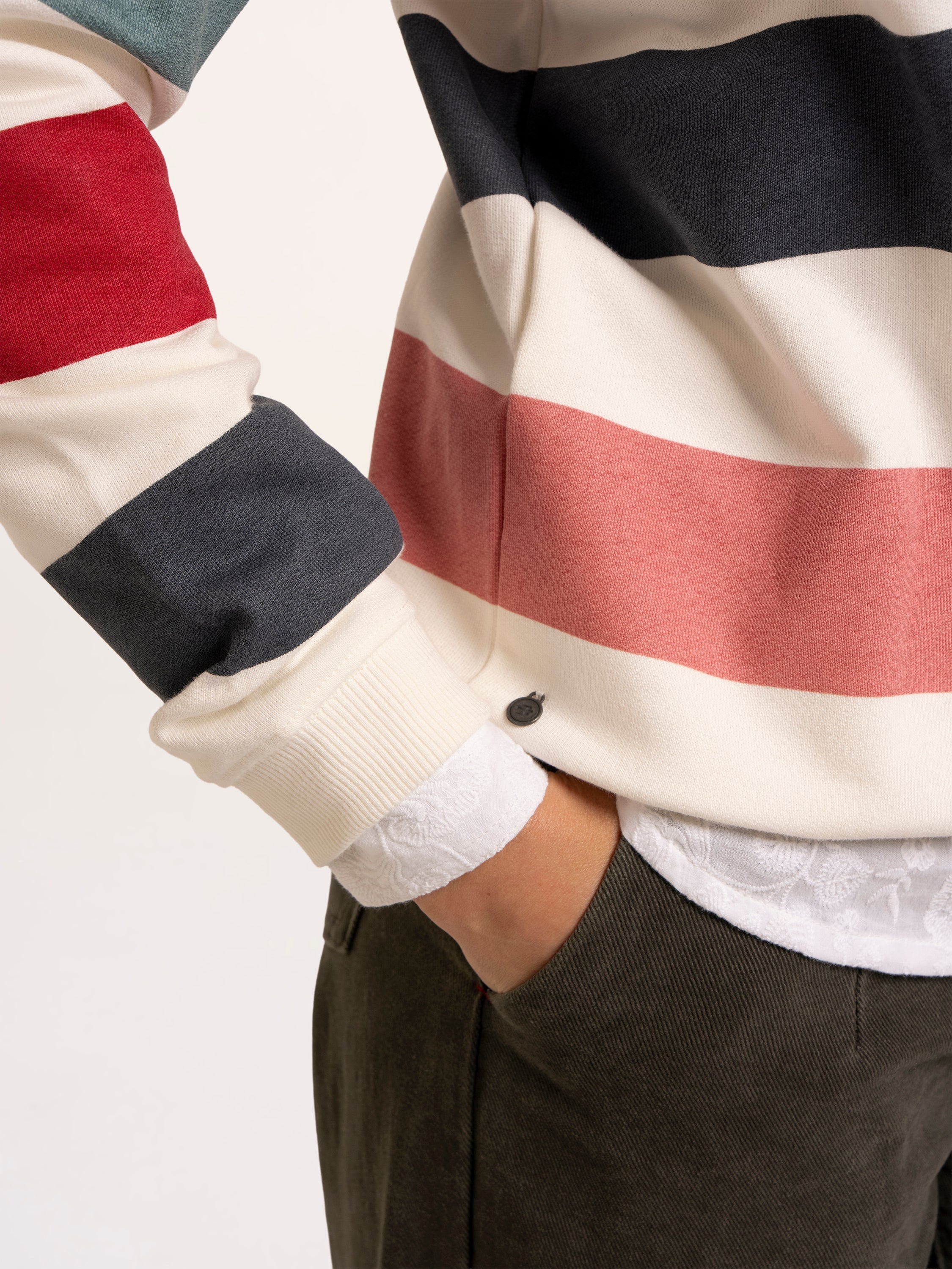 Rockford Striped Drop Shoulder Crew Neck Sweatshirt