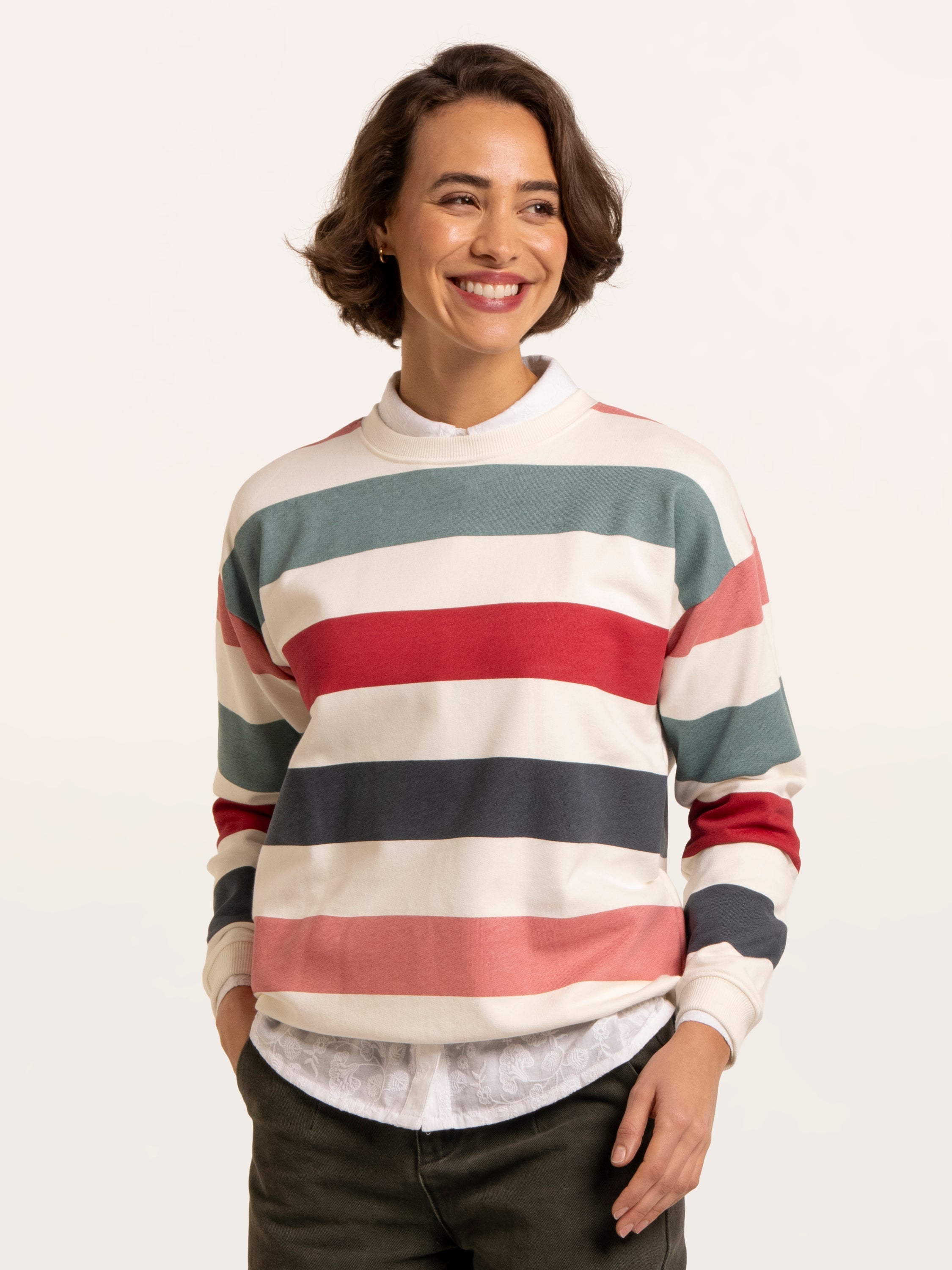 Rockford Striped Drop Shoulder Crew Neck Sweatshirt