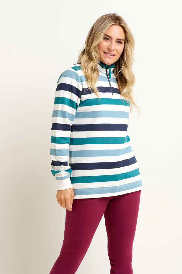 Blue Stripe Quarter Zip Sweatshirt