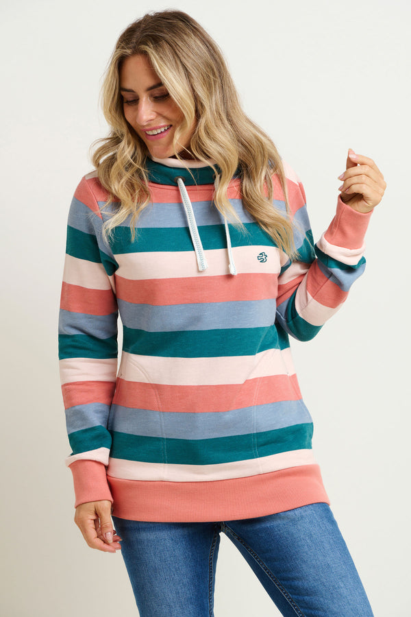 Stripe Cowl Neck Sweatshirt