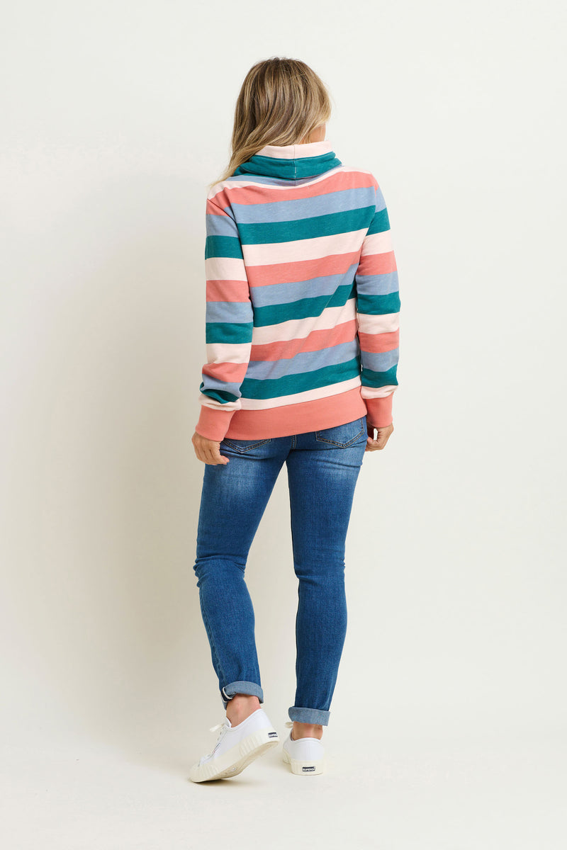 Stripe Cowl Neck Sweatshirt