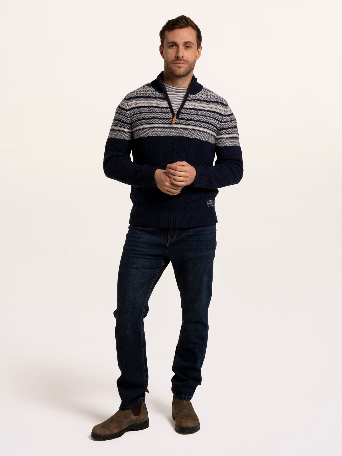 Crossharbour Fairisle 1/2 Neck Knitted Jumper