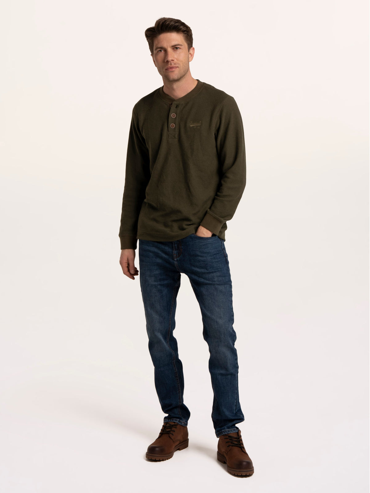 Arran Waffle Textured Henley