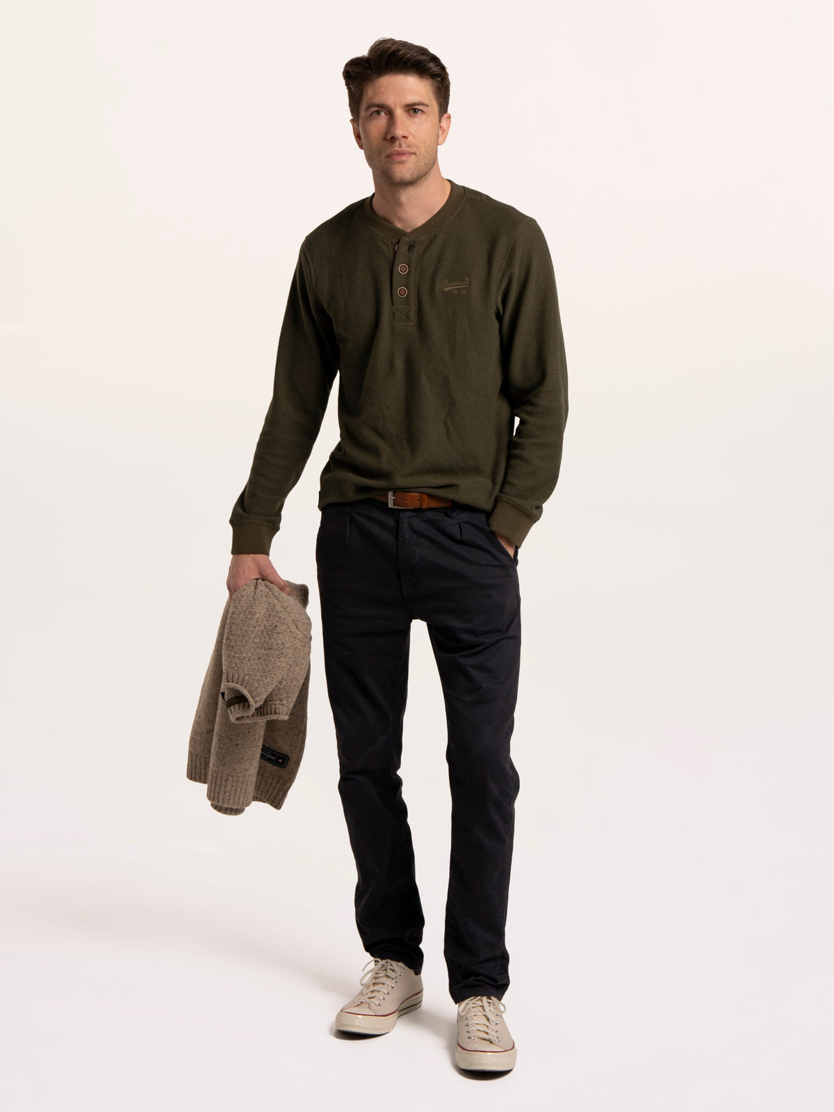 Arran Waffle Textured Henley