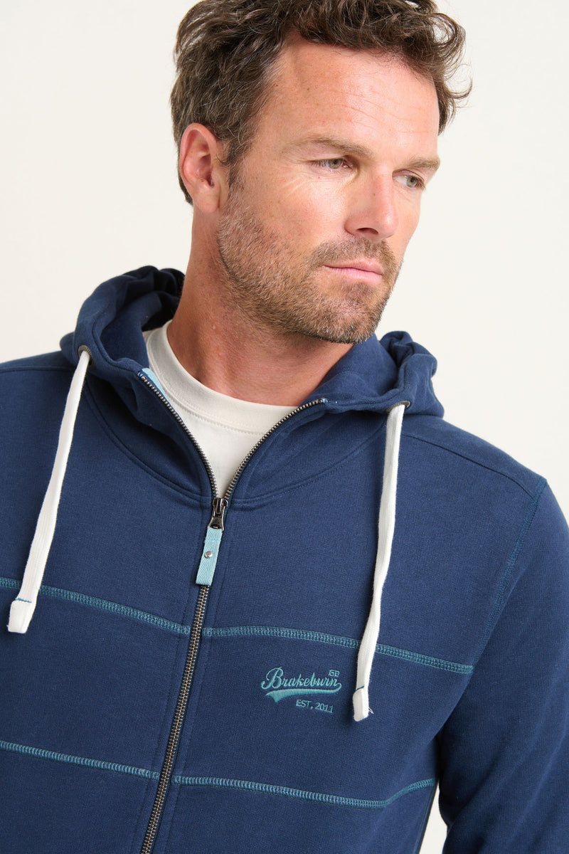 Navy Zip Through Hoodie