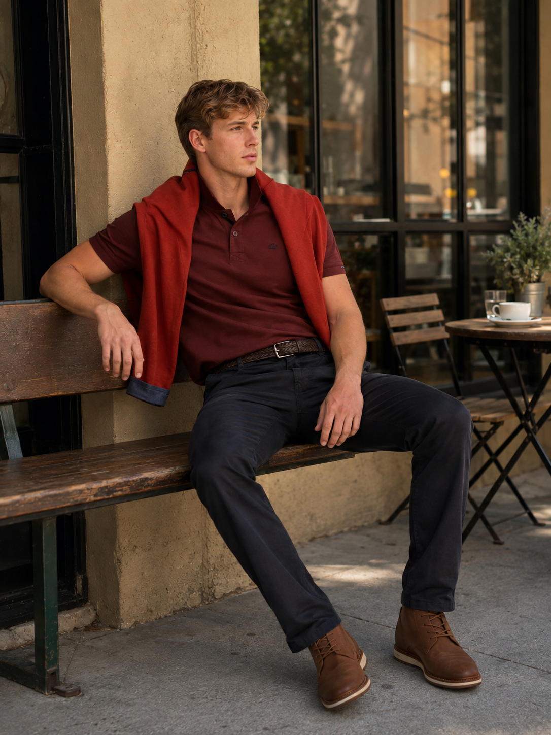 Burgundy Saintbury Pique Polo