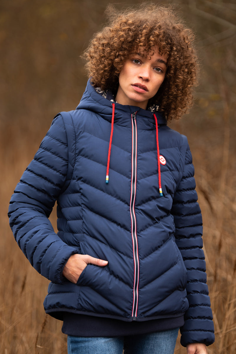 Women's Navy Rainbow Detail Puffer Jacket