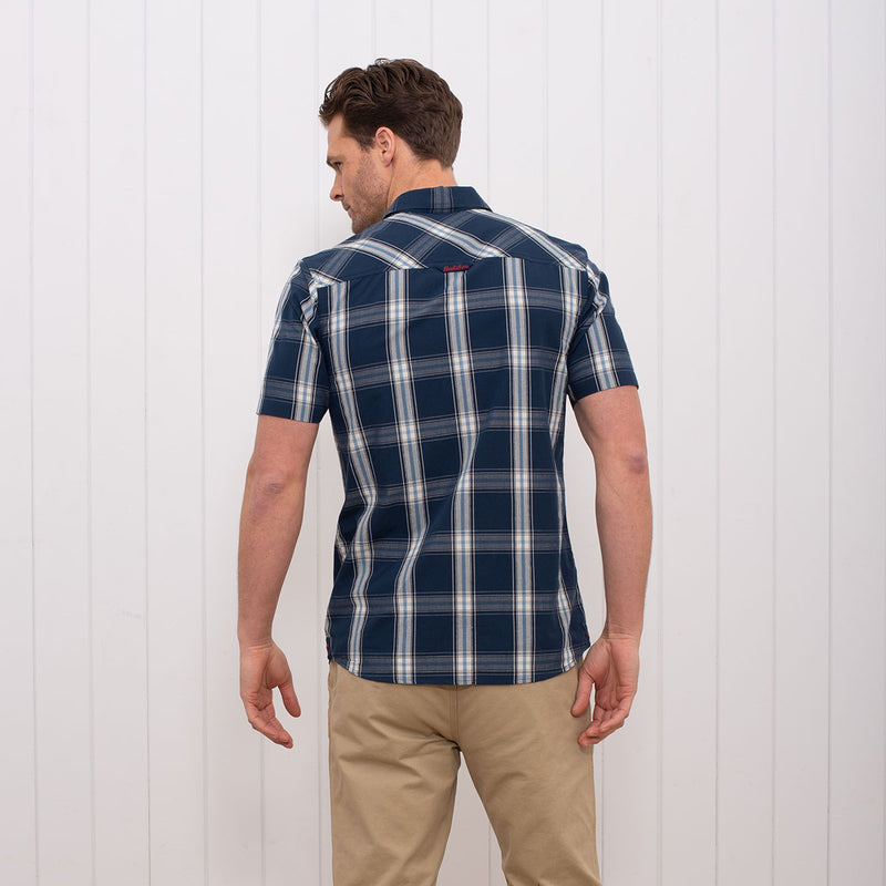 Short Sleeve Check Shirt Navy