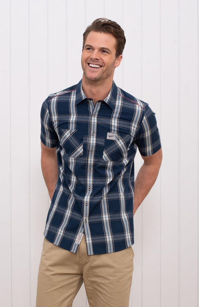 Short Sleeve Check Shirt Navy