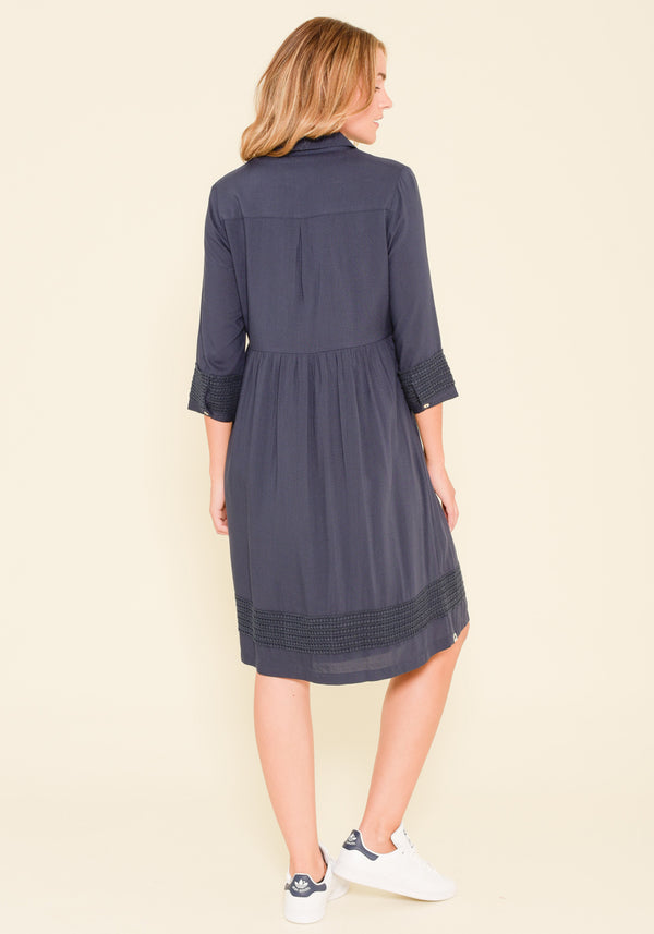 Pom Pom Trim Shirt Dress