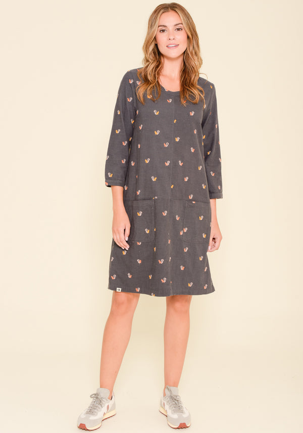 Squirrel Cord Smock Dress
