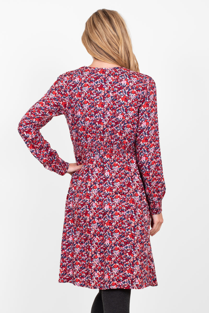 Mixed Berry Floral Wrap Dress