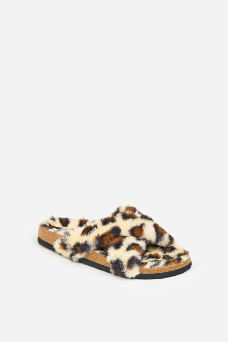 Fluffy Leopard Slippers