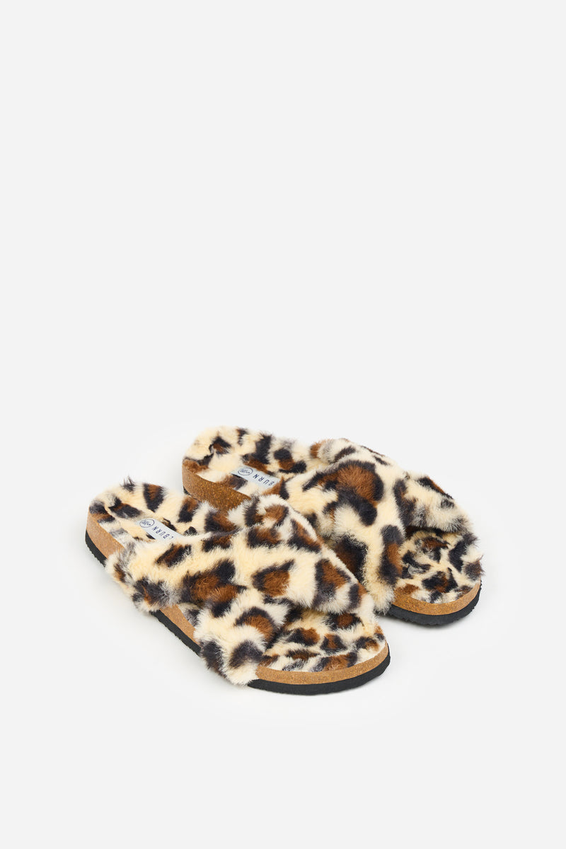 Fluffy Leopard Slippers