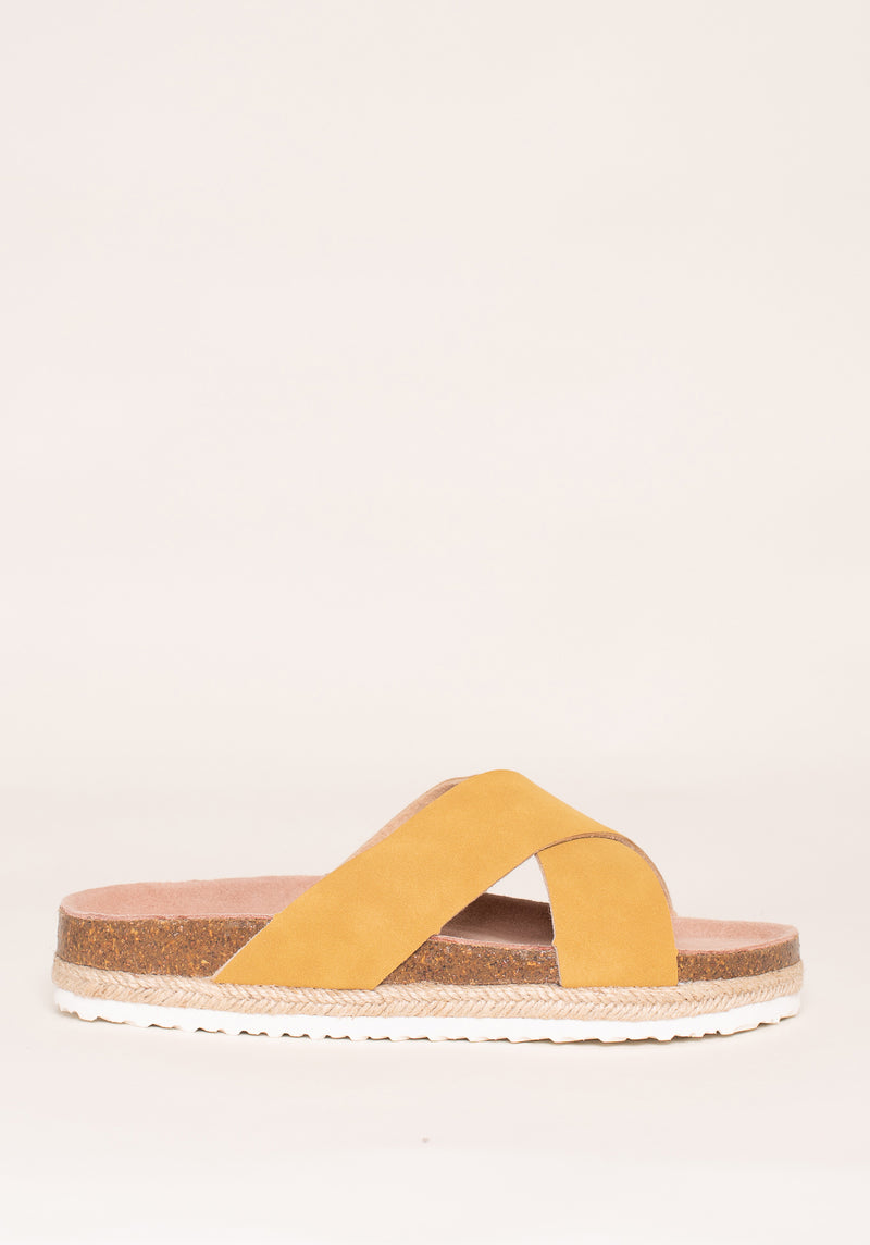 Yellow Cross Strap Sandals
