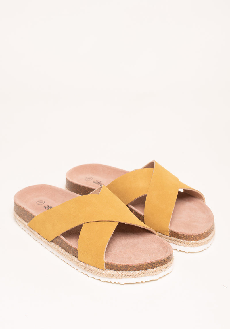Yellow Cross Strap Sandals