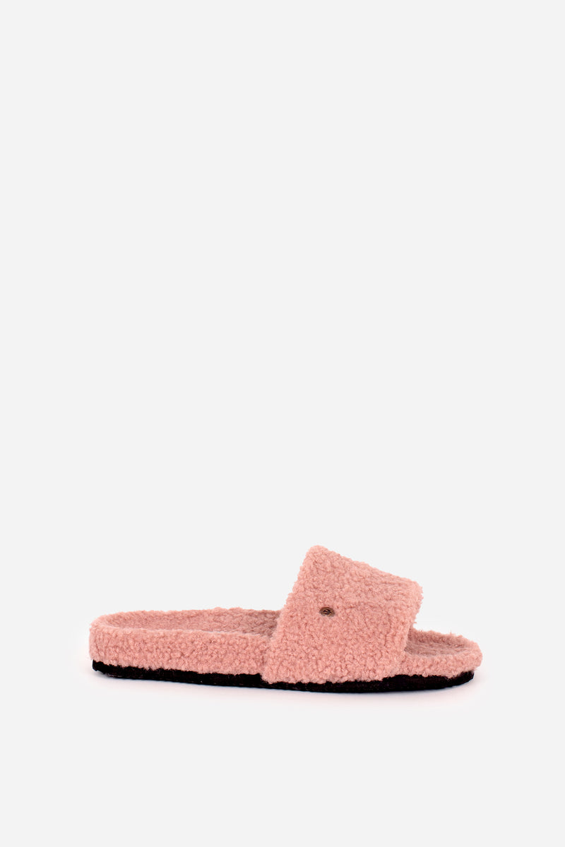 Women's Pink Borg Slider Slippers | Brakeburn