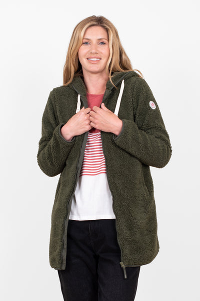 Khaki Green Forest Women's Borg Jacket | Brakeburn
