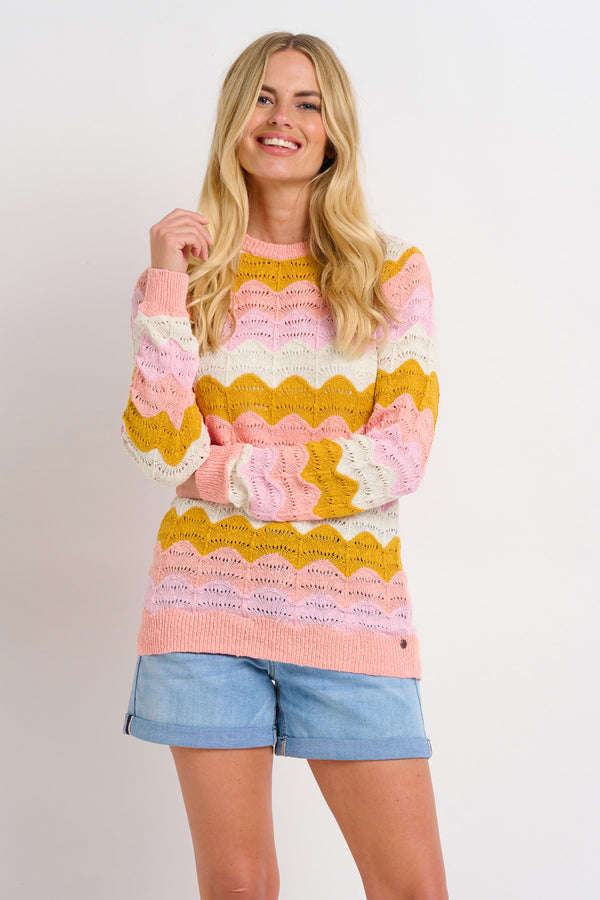 Pointelle Wave Crew Neck