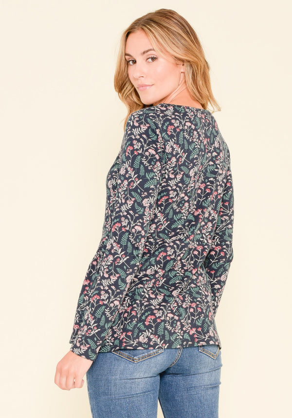 Winter Botanical Long Sleeve Top