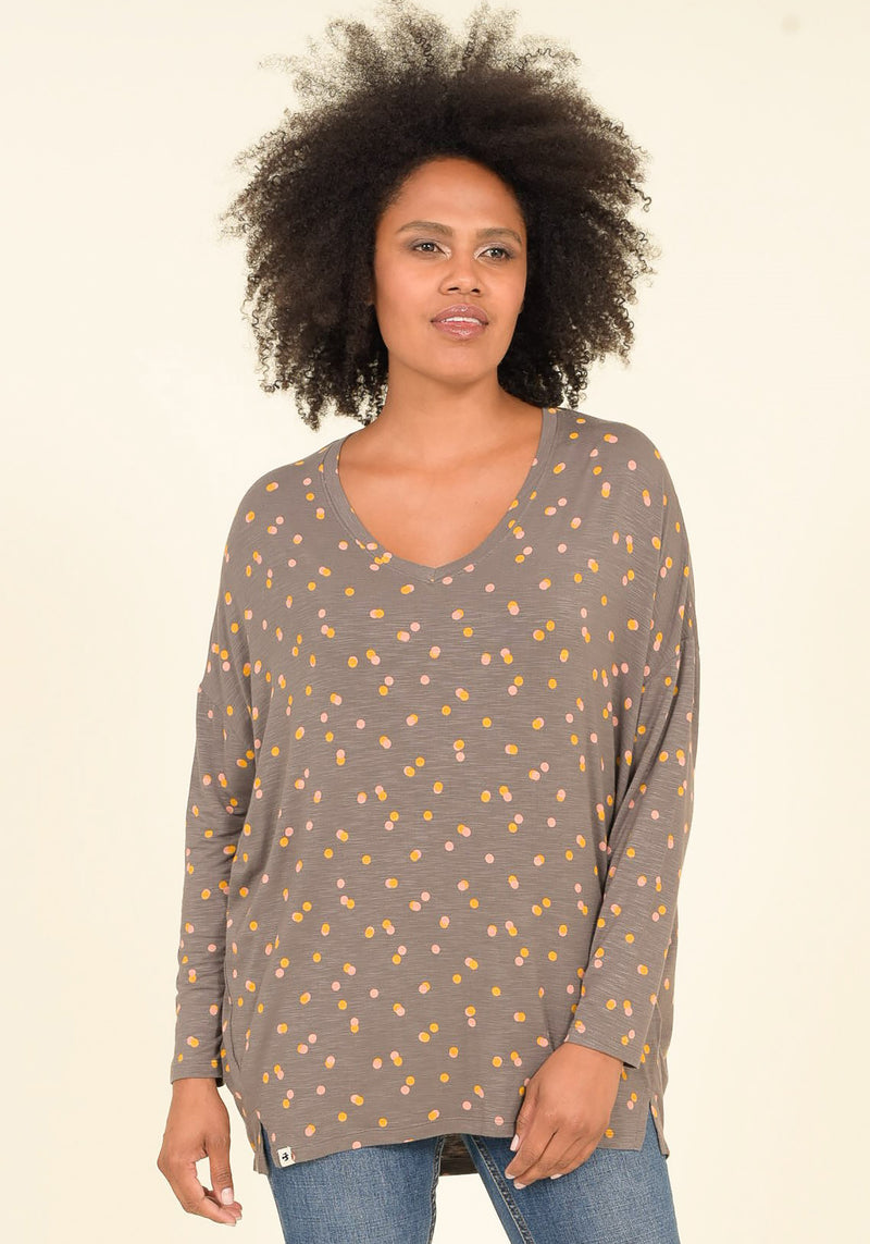 Dotty Loose Fit Long Sleeve Top