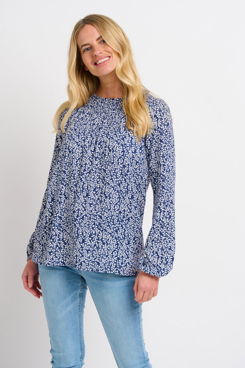 Floral Trail Shirring Blouse