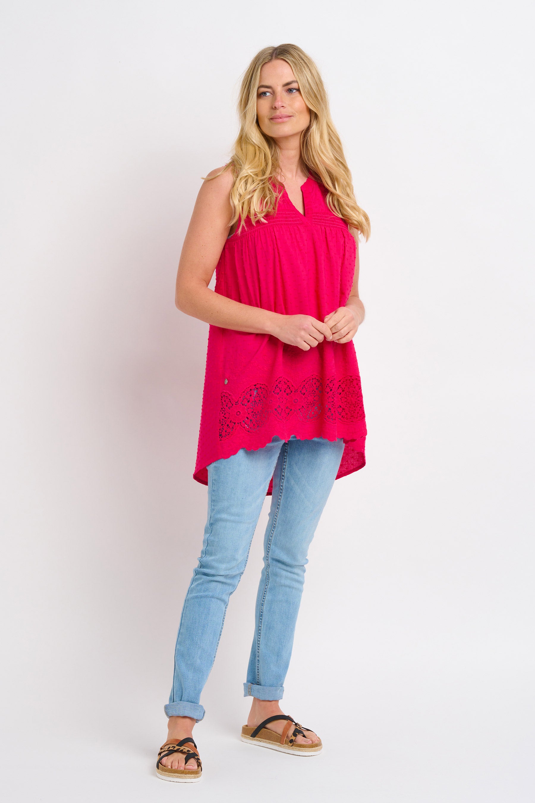 Orla Sleeveless Broderie Blouse