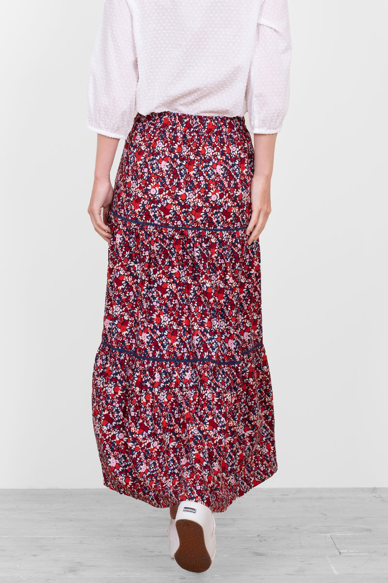 Mixed Berry Floral Maxi Skirt