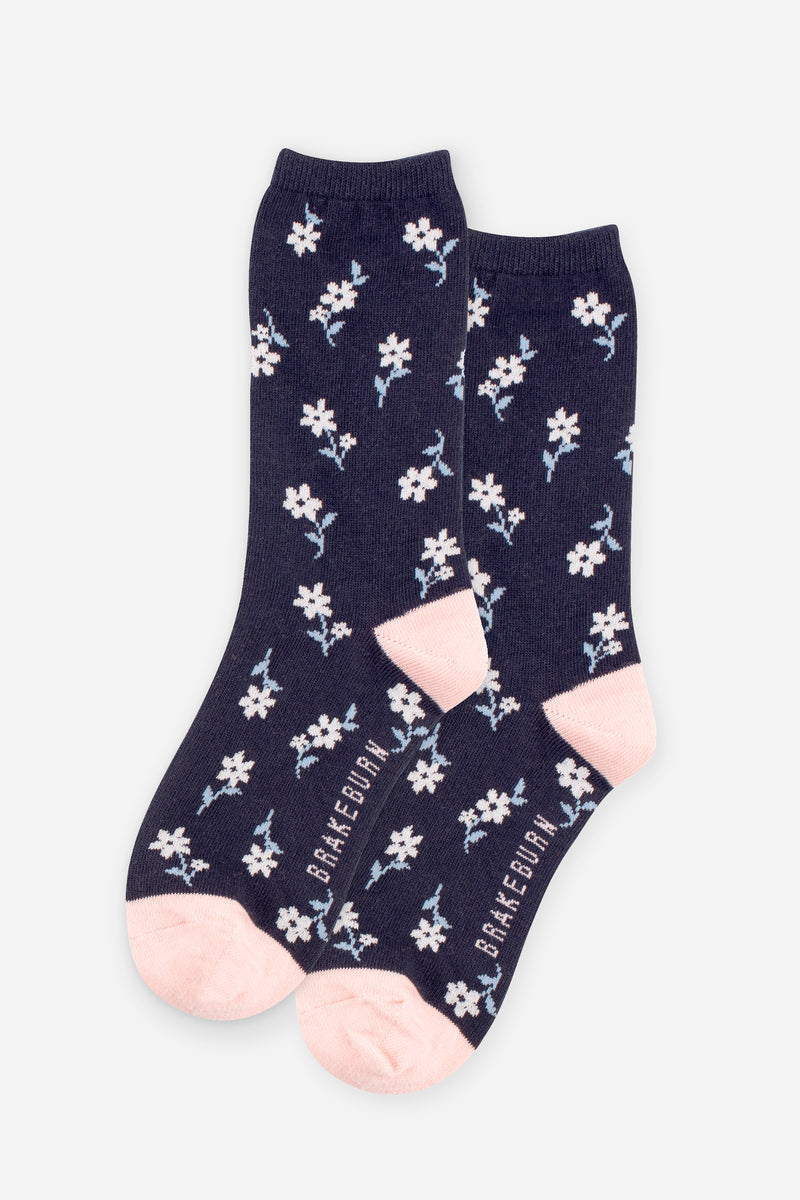 Women's Navy Floral Socks 3 Pack