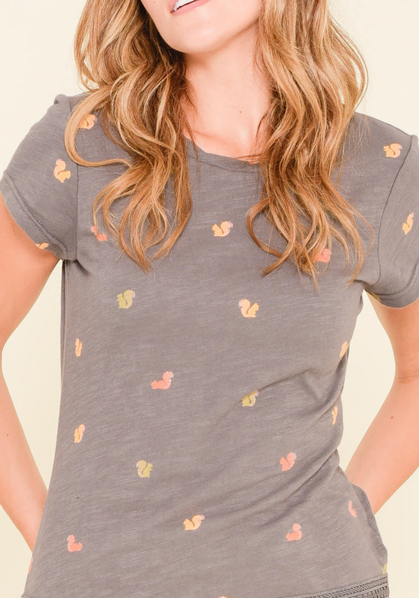 Squirrel Twisted Neck Tee