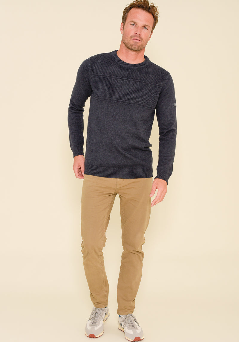 Mixed Knit Crew Neck Jumper