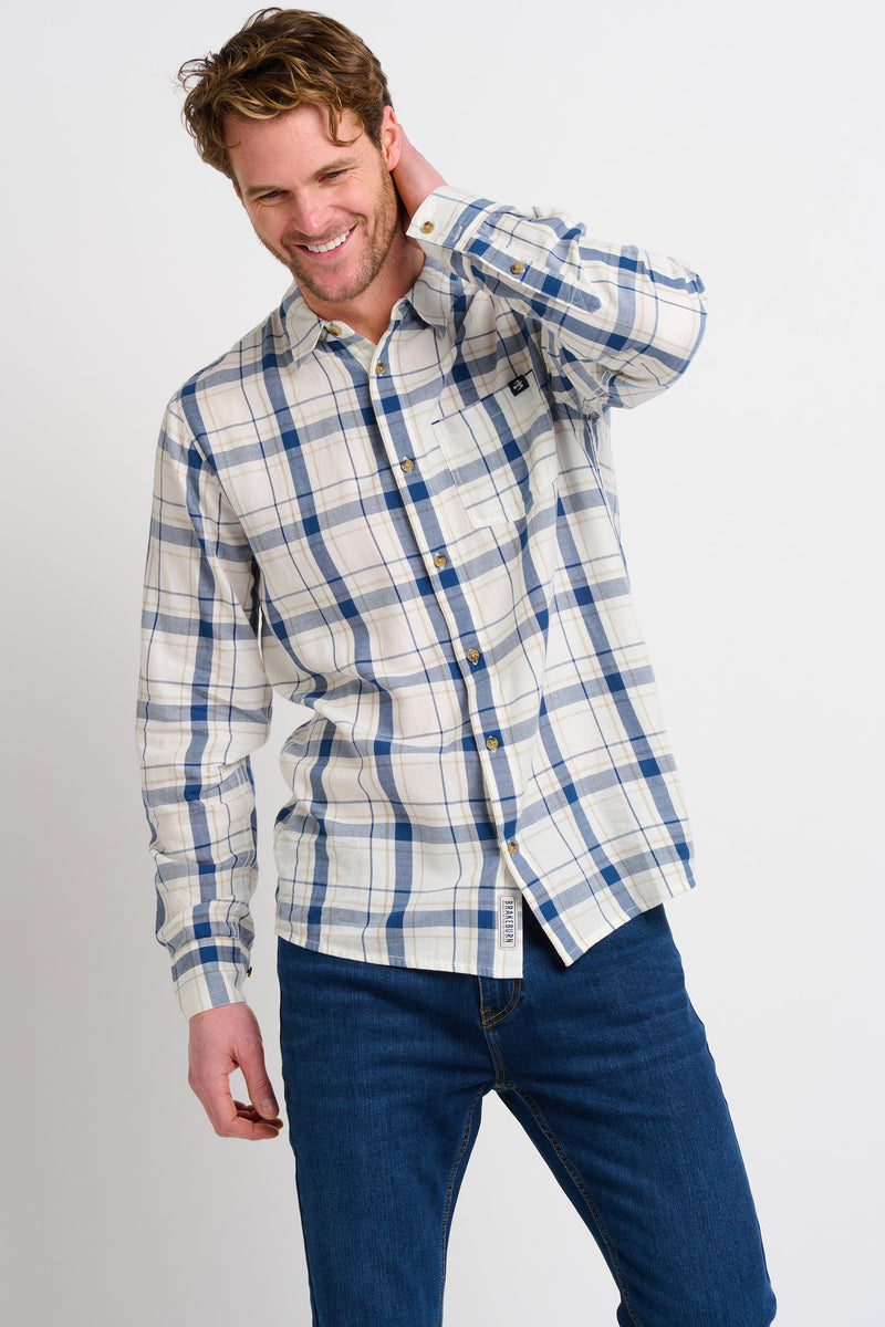 Cream Long Sleeve Checked Shirt