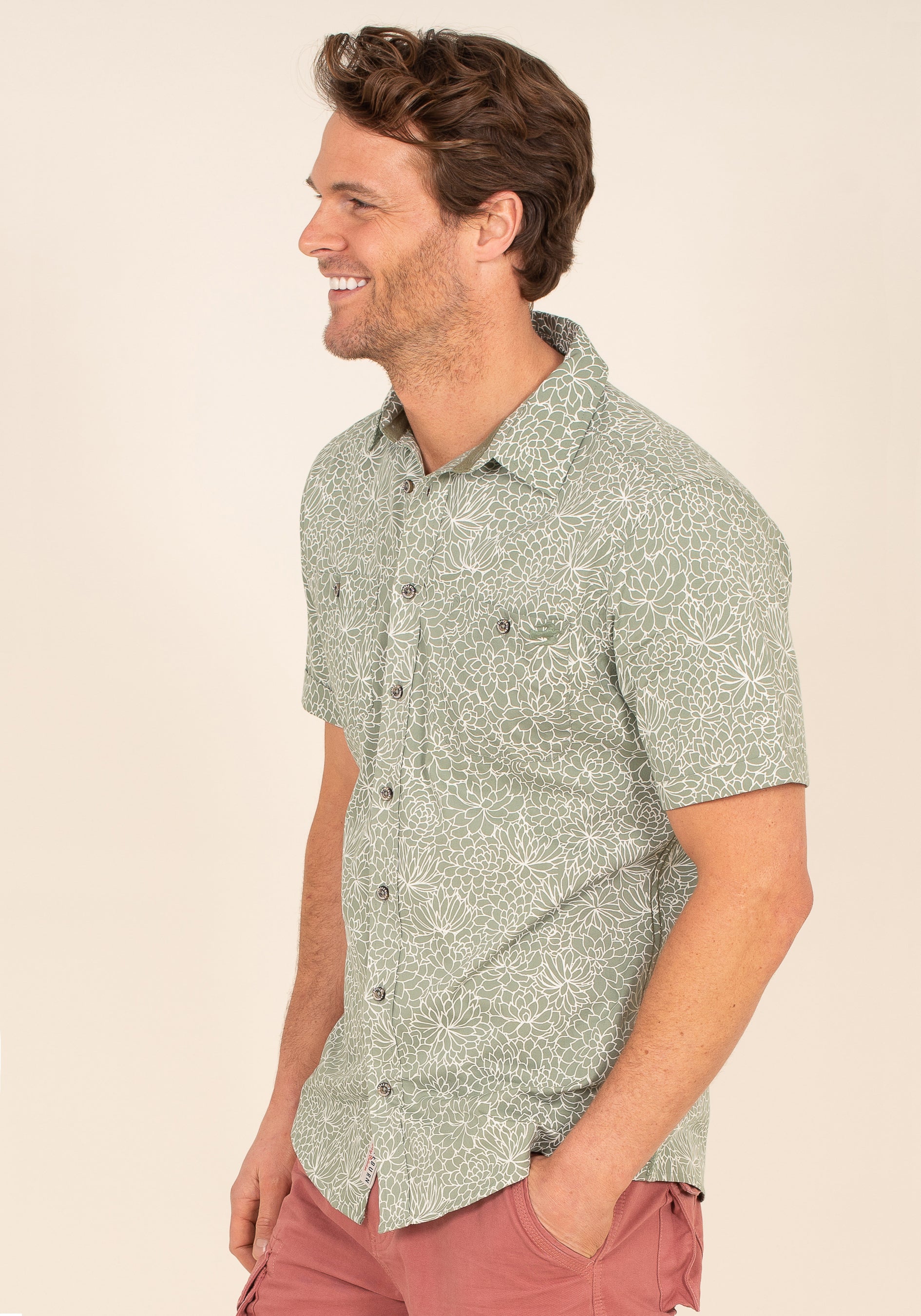 Brakeburn S Blue Slub Short Sleeve Shirt - Main Image