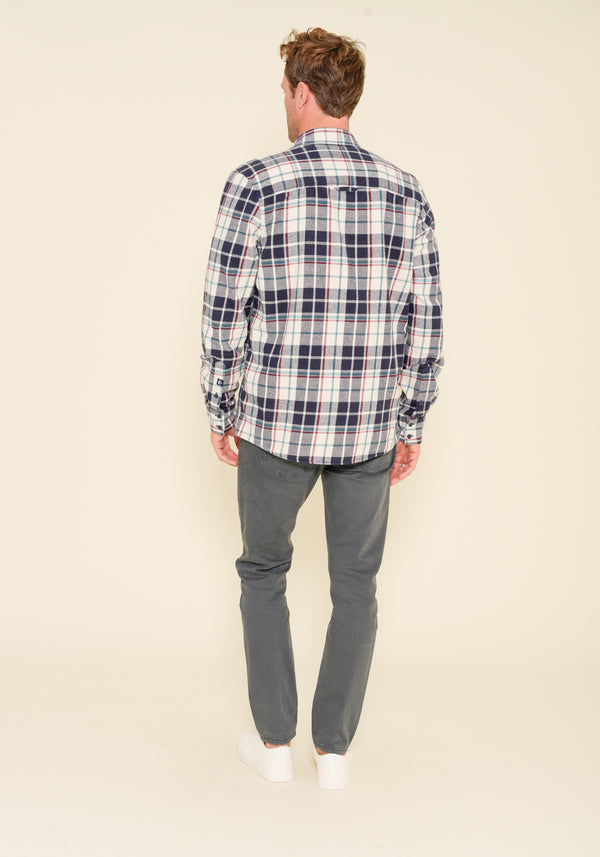Ecru Navy Check Shirt